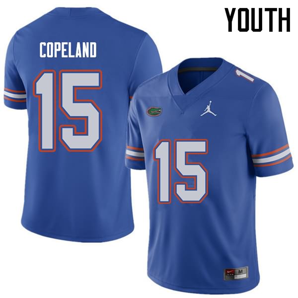 NCAA Florida Gators Jacob Copeland Youth #15 Jordan Brand Royal Stitched Authentic College Football Jersey NUJ0464UX